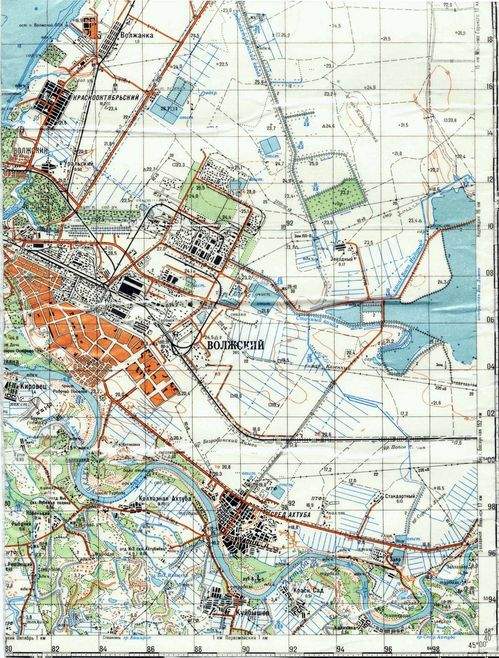 Топографическая карта Волгограда и Волго-Ахтубинской поймы